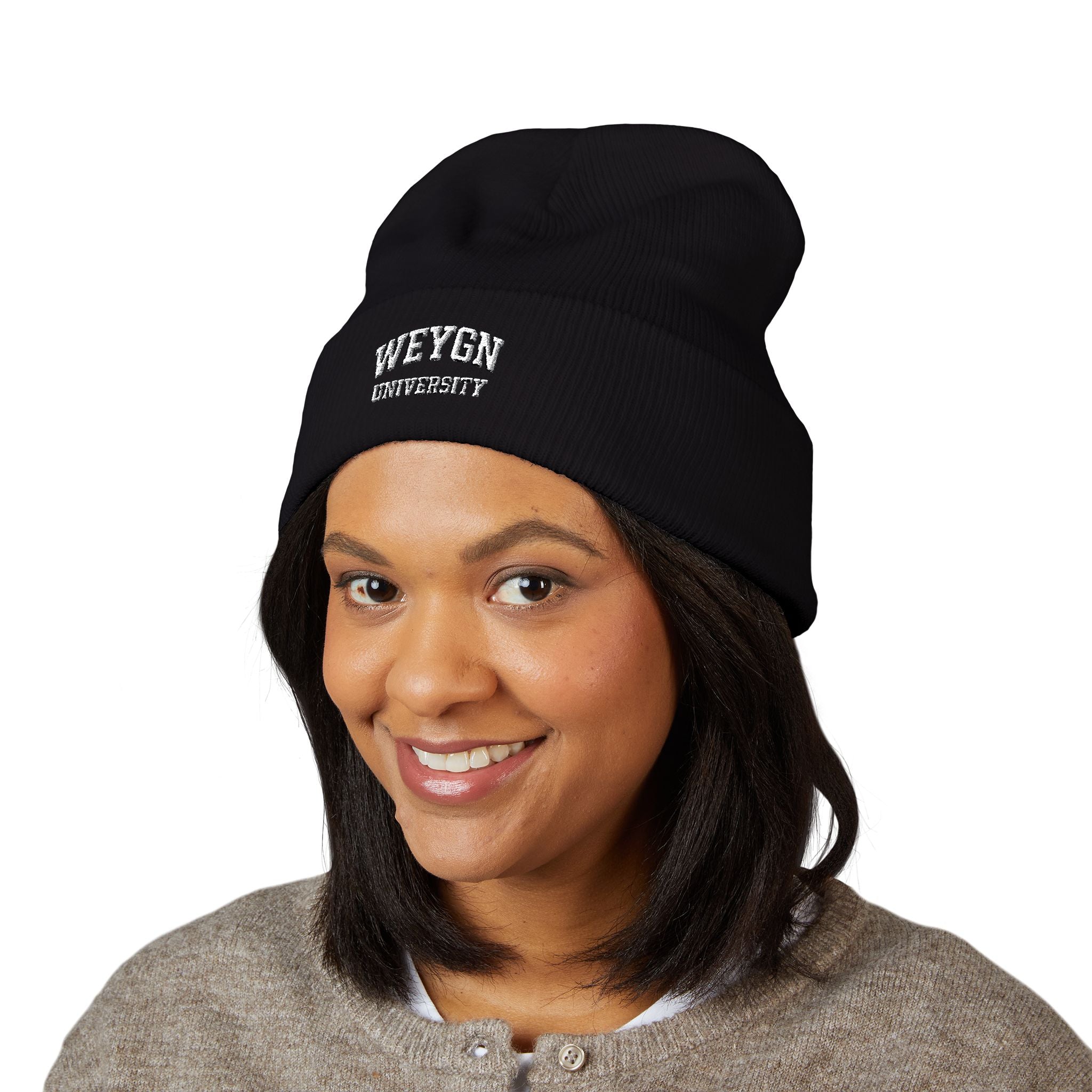 Embroidered 'Weygn University' Cuffed Beanie