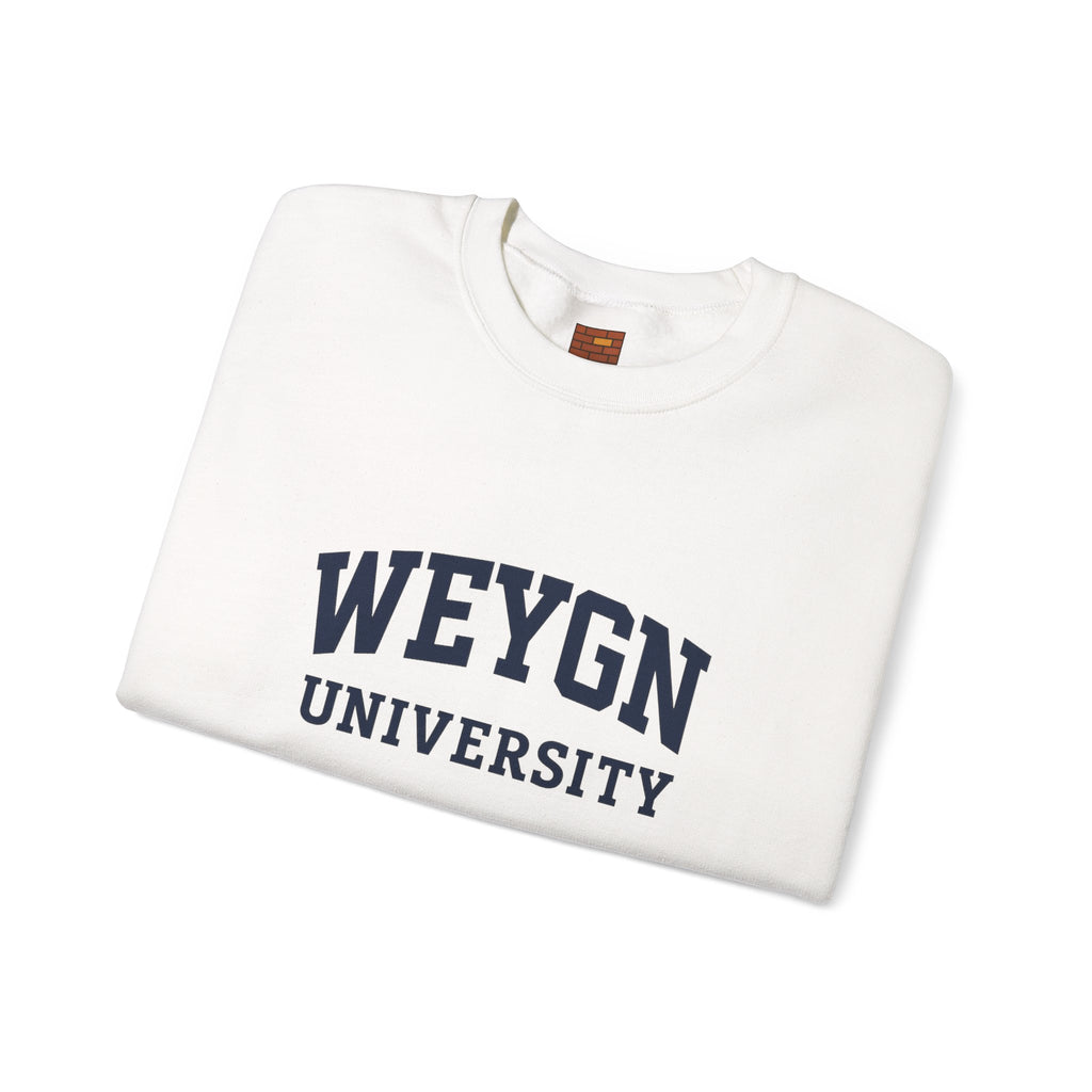 Weygn University Crewneck Sweatshirt — White x Grey Logo