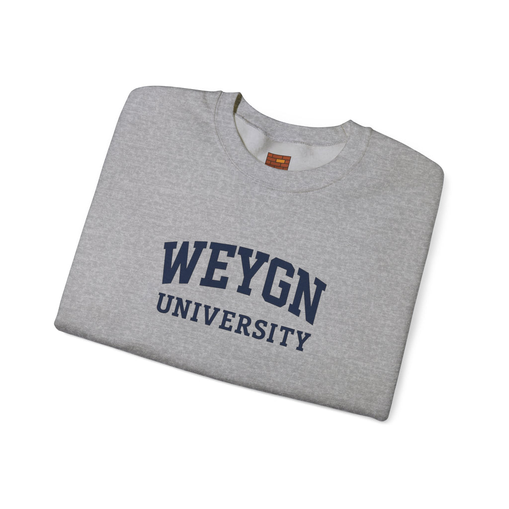 Weygn University Crewneck Sweatshirt — Grey x Blue Logo