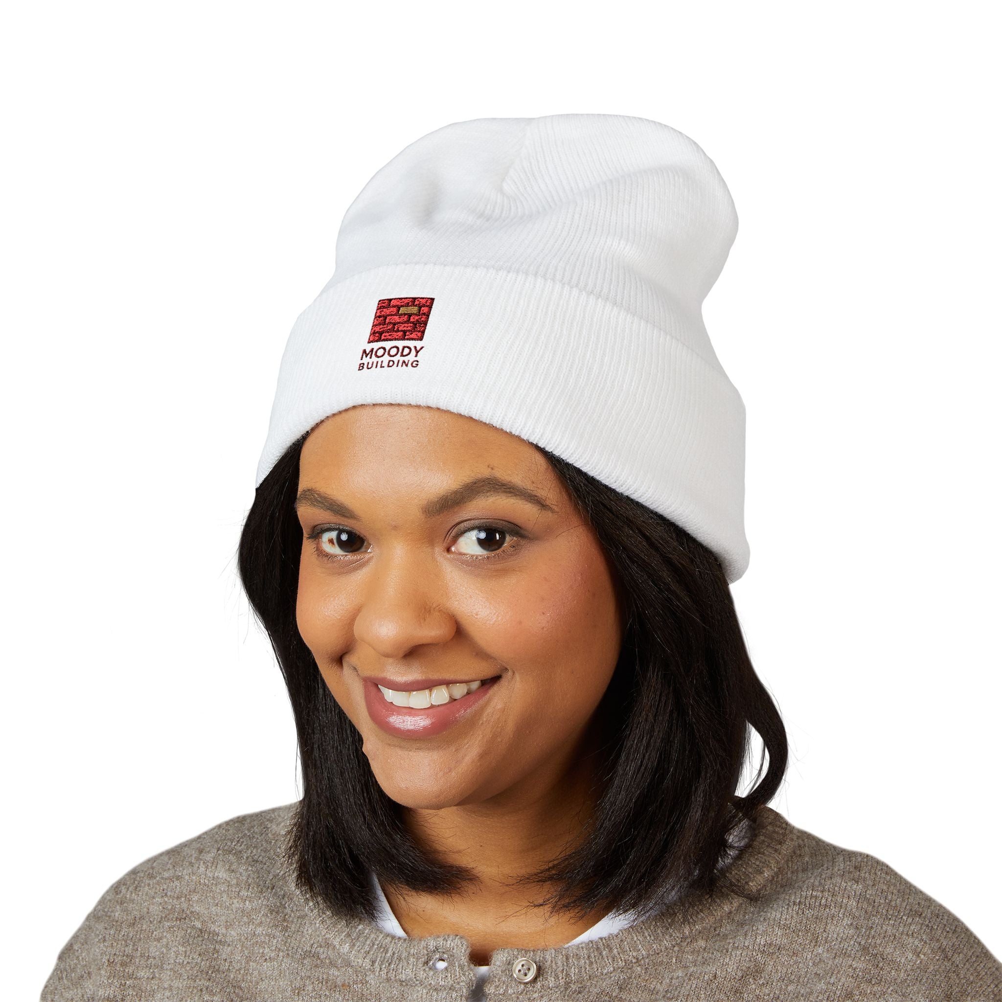 Embroidered 'Moody Building' Brick Logo Beanie