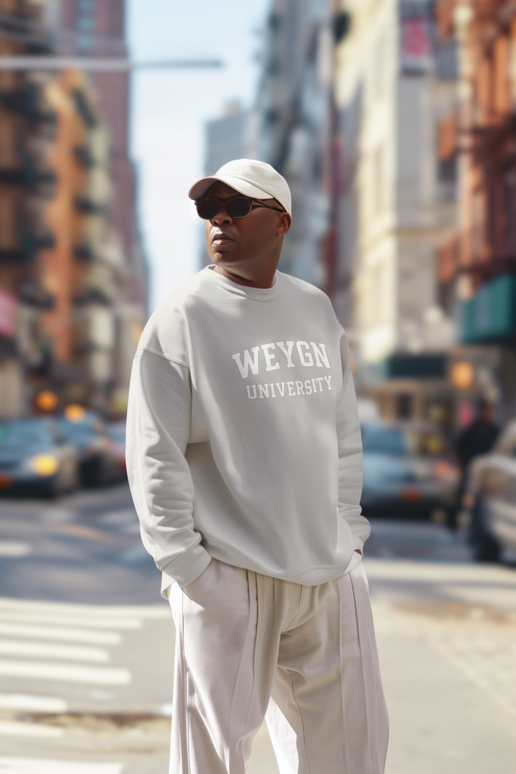 Weygn University Crewneck Sweatshirt — Grey x White Logo