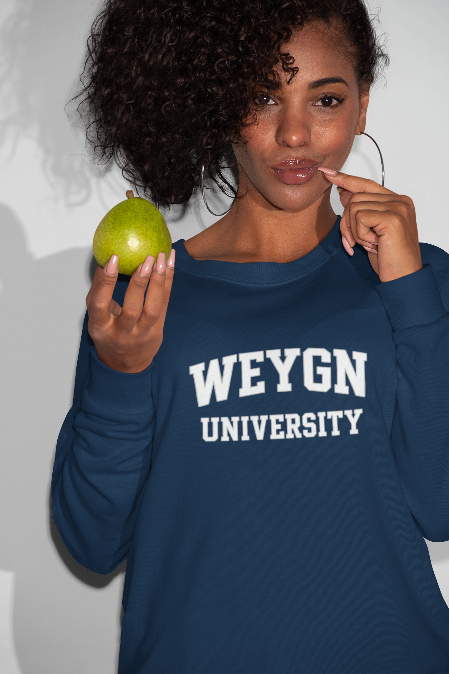 Weygn University Crewneck Sweatshirt — Navy x White Logo