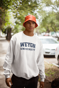 Weygn University Crewneck Sweatshirt — White x Grey Logo