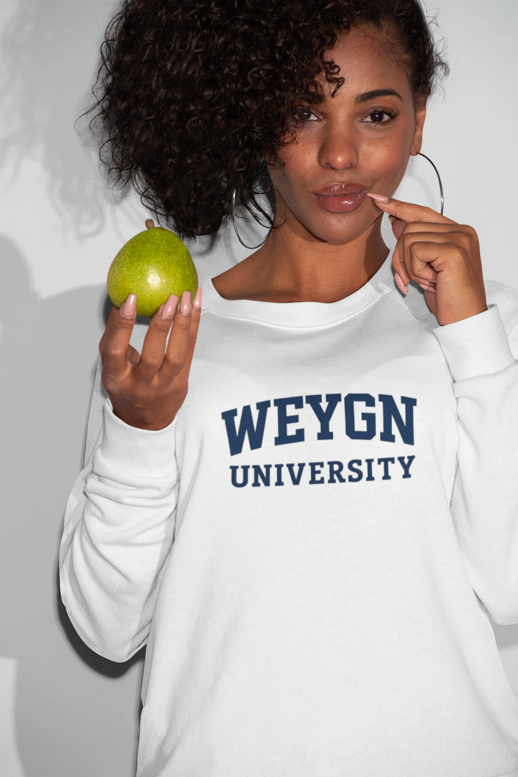 Weygn University Crewneck Sweatshirt — White x Grey Logo