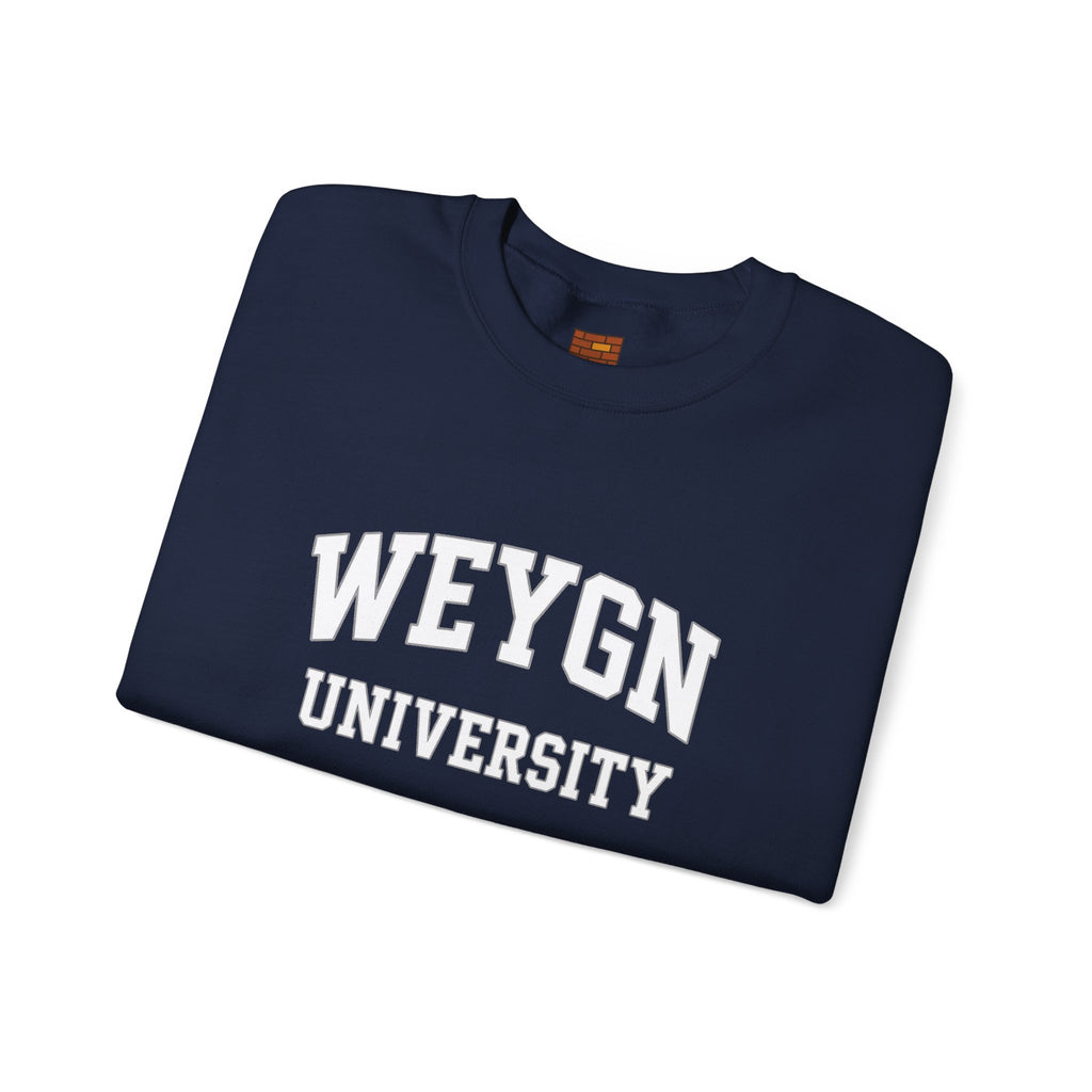 Weygn University Crewneck Sweatshirt — Navy x White Logo