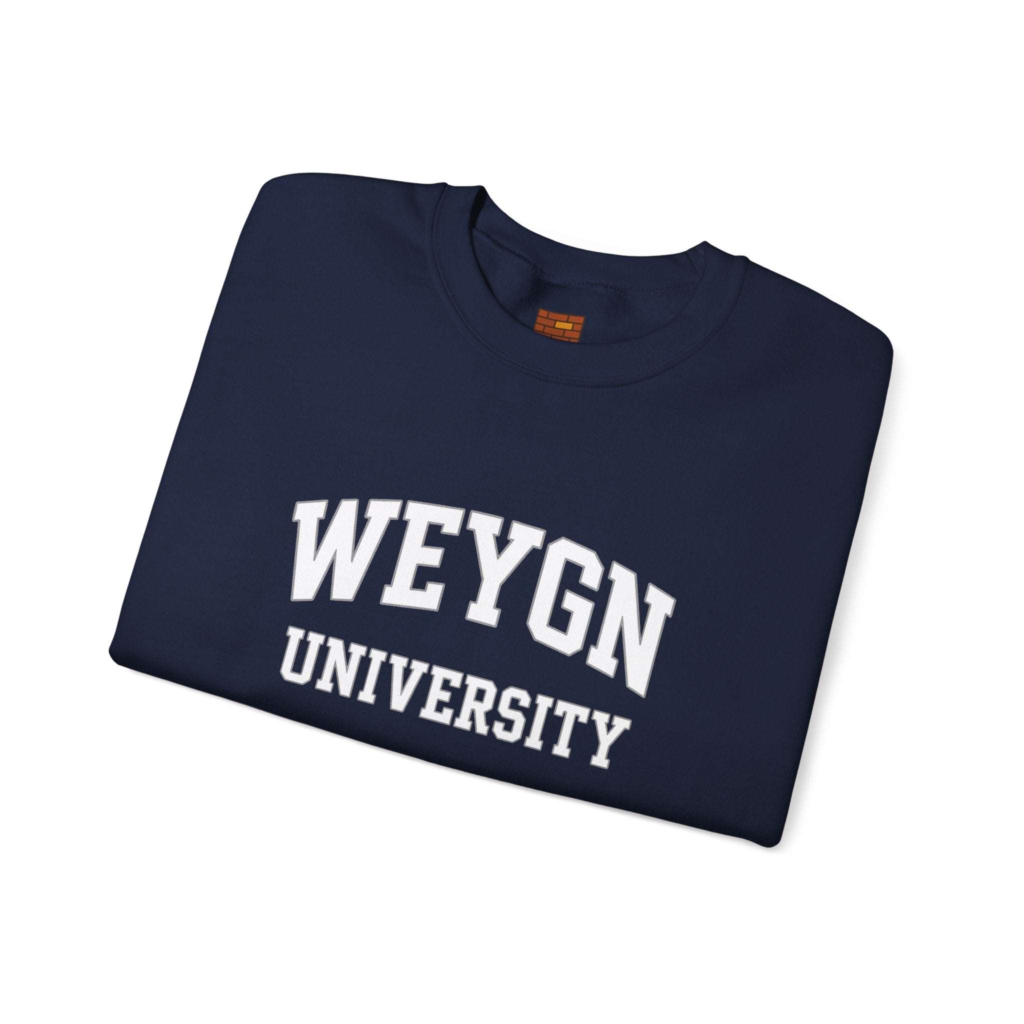 Weygn University Crewneck Sweatshirt — Navy x White Logo