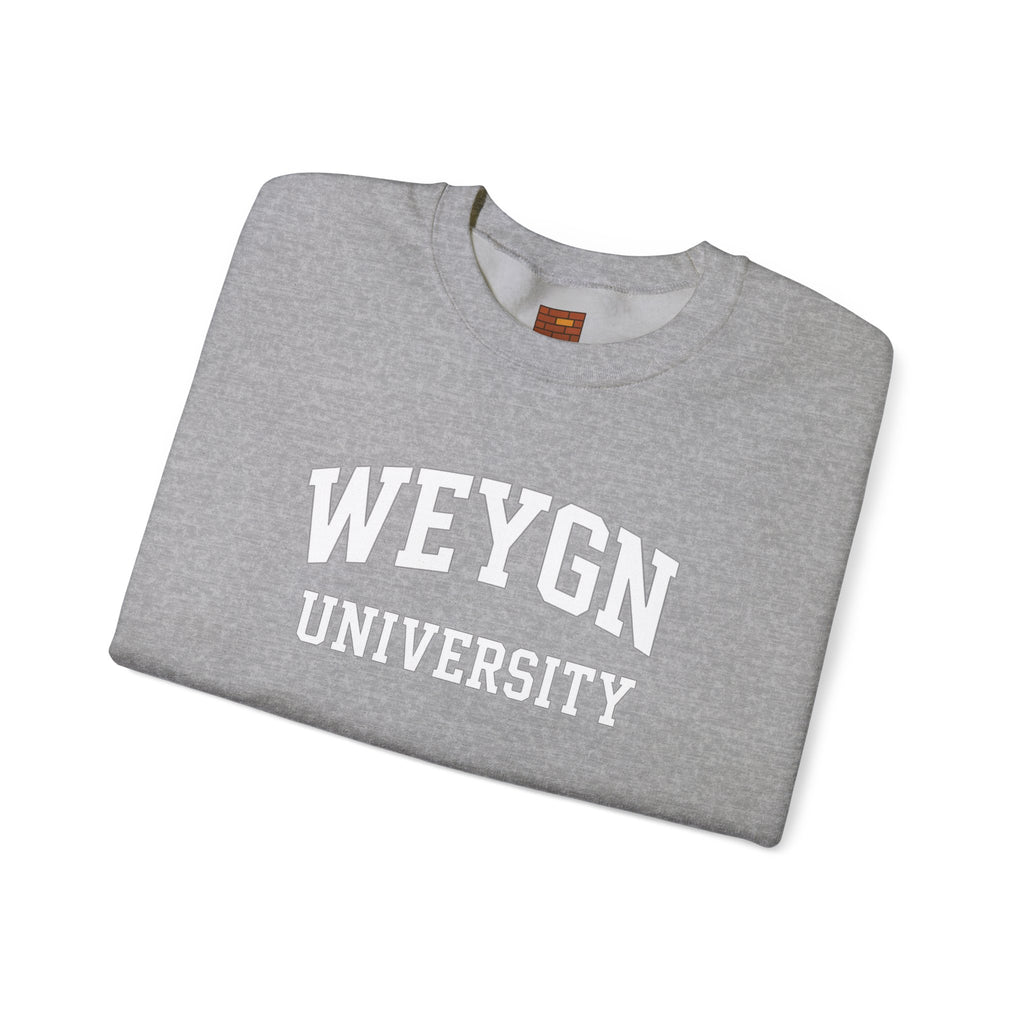 Weygn University Crewneck Sweatshirt — Grey x White Logo