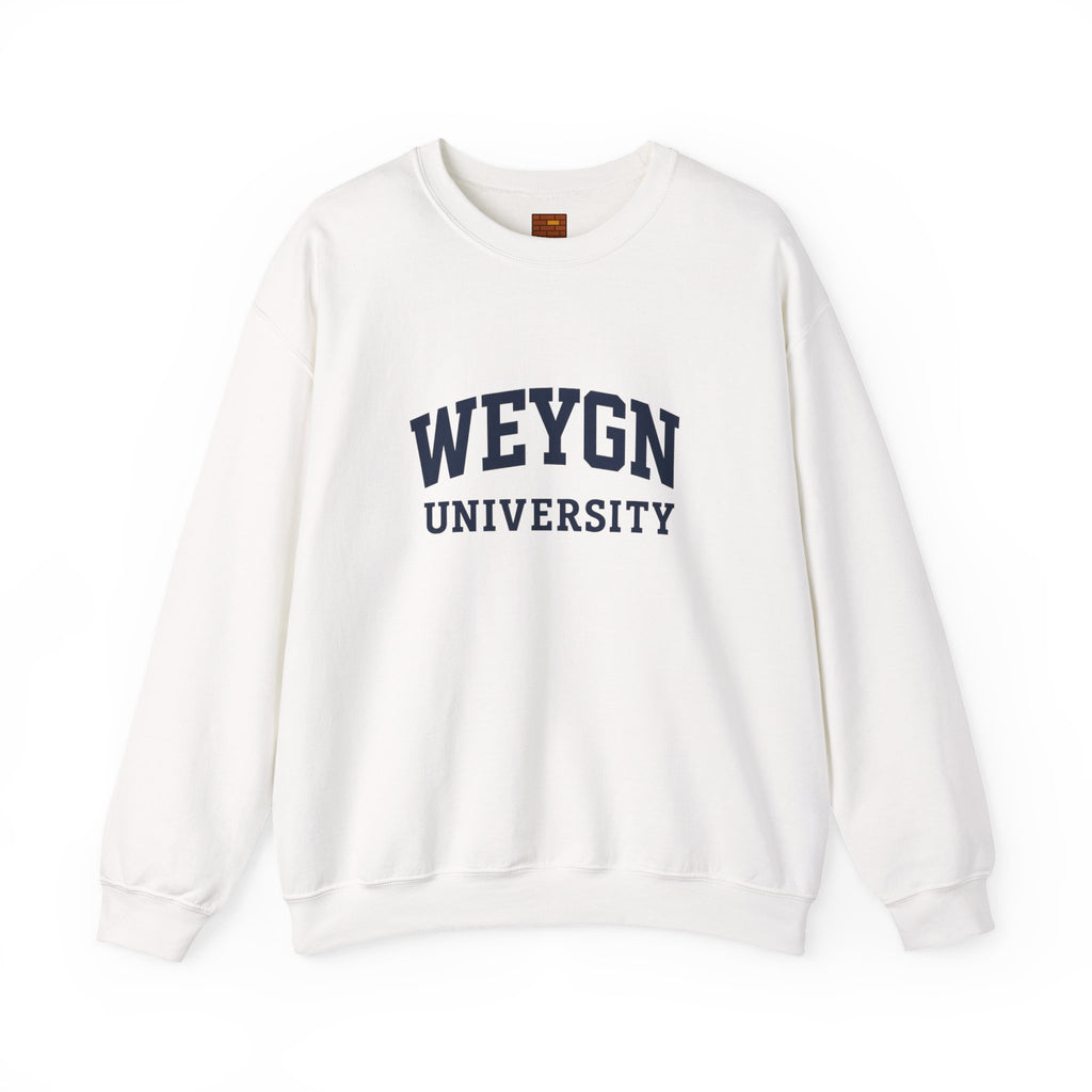 Weygn University Crewneck Sweatshirt — White x Grey Logo