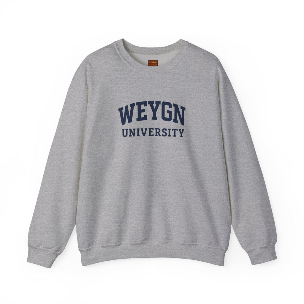 Weygn University Crewneck Sweatshirt — Grey x Blue Logo